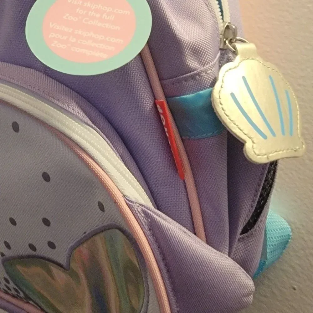 Skip Hop Unisex Kids Purple Narwhale Zoo Adjustable Strap Outer Pocket Backpack